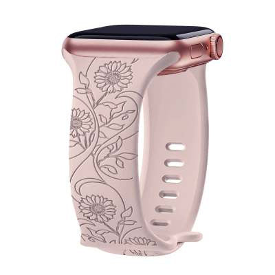 Laser Carved Embossed Brocade Sunflower Silicone Strap