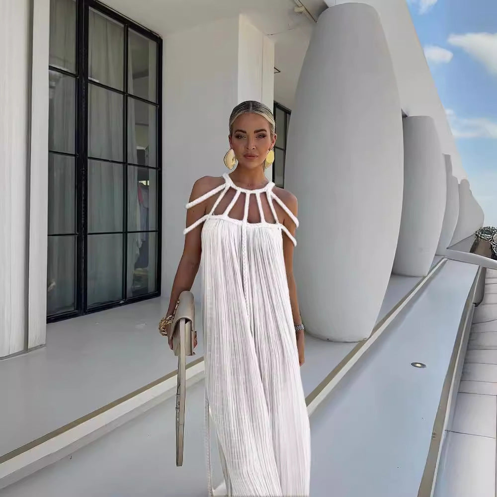 Rope Strapless Sexy Halter Loose Vacation Beach Skirt